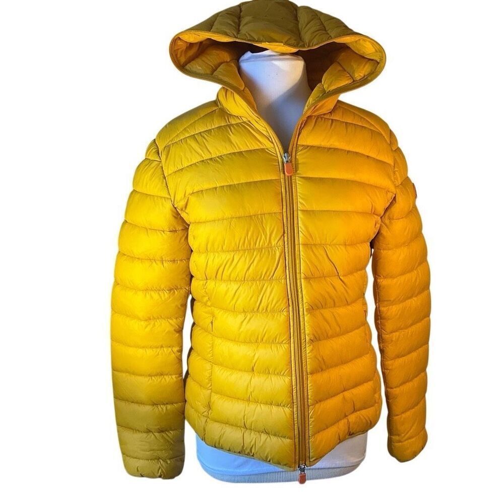 Save the Duck Mustard , XL. Lightweight Hooded Puffer. Cruelty Free. Packable - Picture 6 of 16